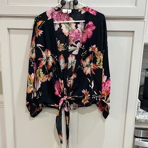 SO Black Floral Women's Kimono/Cardigan